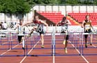 Anthony Hogg (Gateshead) wins the under-20 mens 110 metres hurdles at the North Eastern Championships, Gateshead International Stadium.  Photos: David T. Hewitson/Sports for All Pics